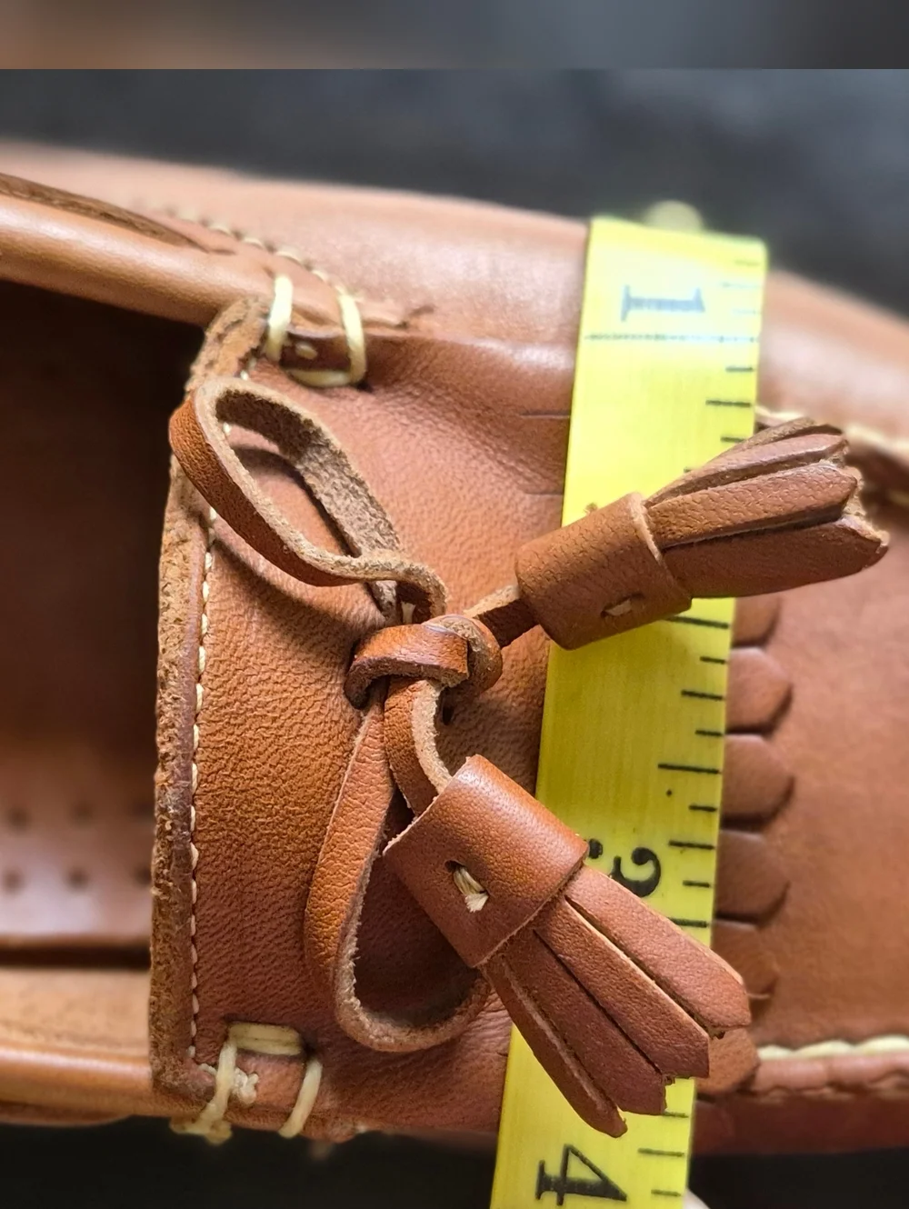 COLE HAAN LADIES VTG Cognac Brown Shall Bow Tie oak leather tassel mock loafers